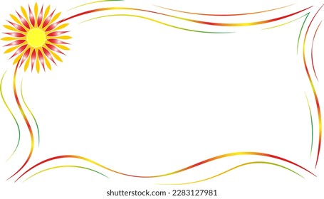 beautiful frame with a bright sun, on a white background