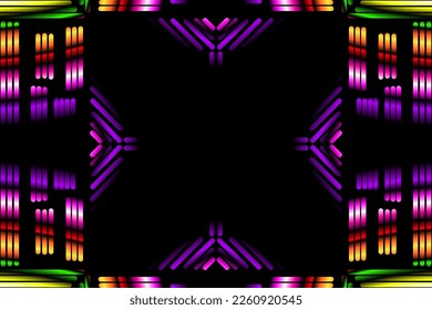 Beautiful frame caleidoscope symmetrical colourful gradient line art of traditional abstract symbol batik dayak ornament design template elements