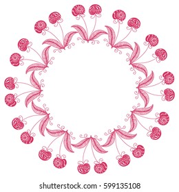 Beautiful frame of cherries. Vector illustration.