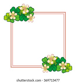 Beautiful frame with clover and flowers