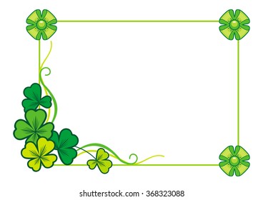 Beautiful frame with clover and green bow