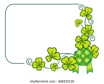 Beautiful frame with clover and green bow