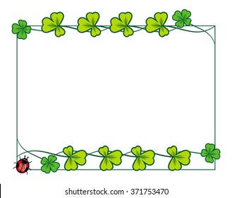 Beautiful frame with clover and ladybird