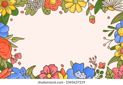 Beautiful frame of colorful flowers