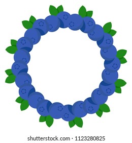 Beautiful frame composed of delicious blueberry fruit. Card frame vector illustration. Fresh and juicy blue berry bilberry frame. Use for packaging design food juice breakfast cosmetics tea detox diet