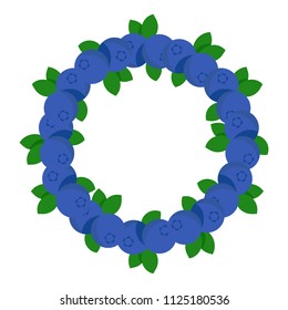 Beautiful frame composed of delicious blueberry fruit. Card frame vector illustration. Fresh and juicy blue berry bilberry frame. Use for packaging design food juice breakfast cosmetics tea detox diet