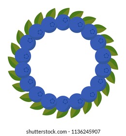Beautiful frame composed of delicious blueberry fruit. Card frame vector illustration. Fresh and juicy blue berry bilberry frame. Use for packaging design food juice breakfast cosmetics tea detox diet