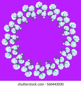 Beautiful frame composition cotton flower.