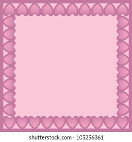 Beautiful frame decorated with pink hearts with big space for your own text