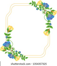 Beautiful frame with decorative bright flowers.