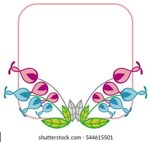 Beautiful frame with decorative flowers. Design element for advertisements, flyer, web, wedding, invitations and greeting cards. Vector clip art.