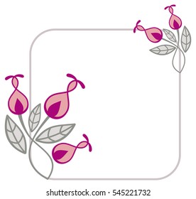 Beautiful frame with decorative flowers. Design element for advertisements, flyer, web, wedding, invitations and greeting cards. Vector clip art.