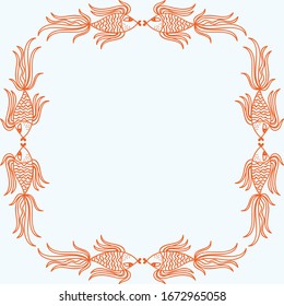 Beautiful frame of fishes. Vector illustration