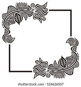 Beautiful frame with floral decorative element. Vector illustration.