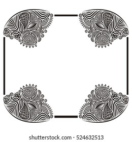Beautiful frame with floral decorative element. Vector illustration.