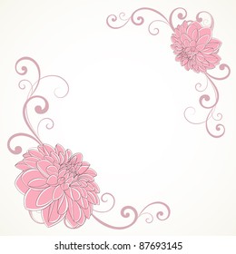 Beautiful frame with flower dahlia. Element for design.