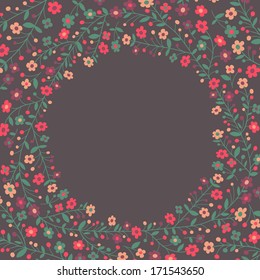Beautiful frame of flowering branches. Vector illustration.