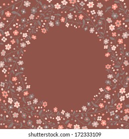 Beautiful frame of flowering branches. Vector illustration.