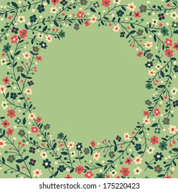 Beautiful frame of flowering branches. Vector illustration.