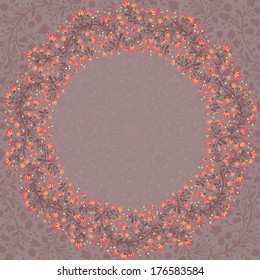 Beautiful frame of flowering branches. Vector illustration.
