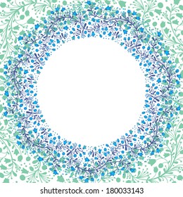Beautiful frame of flowering branches. Vector illustration.