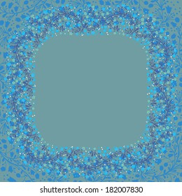 Beautiful frame of flowering branches. Vector illustration.