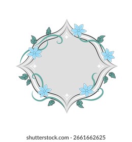 Schöner Rahmen mit Blumen, flacher Stil, Minimalismus, Pastellfarben, einzeln auf Weiß