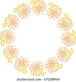 Beautiful frame of flowers. Vector illustration.