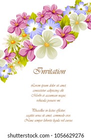 beautiful frame of flowers. For your design of postcards, greeting cards, invitations and more. Vector illustration.