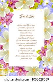 beautiful frame of flowers. For your design of postcards, greeting cards, invitations and more. Vector illustration.
