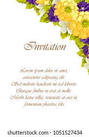 Beautiful frame of flowers. For your postcard design, greeting cards for wedding, birthday and more. Vector illustration.