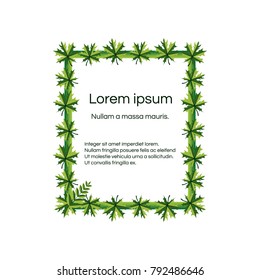 Beautiful frame with foliage for your design. Stylized leaves, plant elements. Vector