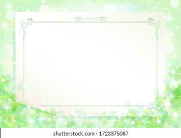 Beautiful frame of glittering abstract clover