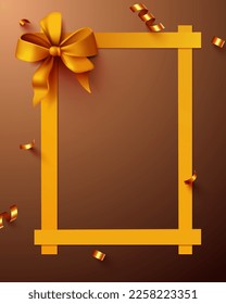 Beautiful frame with golden ribbon. Vector illustration