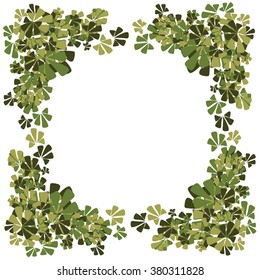 Beautiful frame with green leaves for use in your design. Vector illustration.