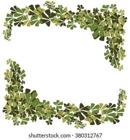 Beautiful frame with green leaves for use in your design. Vector illustration.