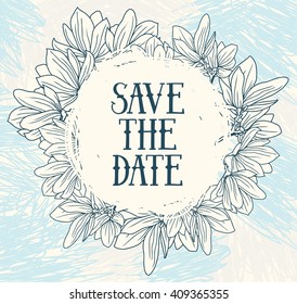 Beautiful frame with irises and narcissus flowers and place for text, vector illustration