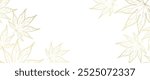Beautiful Frame with Japanese Maple Leaves in line art style. Autumn background with golden leaves. Vector illustration for cover, print, wallpaper, decor, card, banner