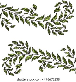 Beautiful frame of leaves. Vector illustration.