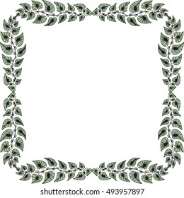 Beautiful frame of leaves. Vector illustration.