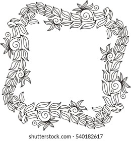 Beautiful frame of leaves. Vector illustration.