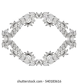 Beautiful frame of leaves. Vector illustration.
