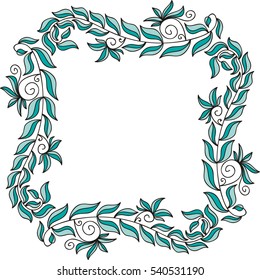 Beautiful frame of leaves. Vector illustration.