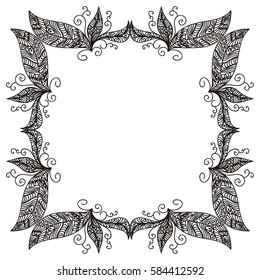 Beautiful frame of leaves. Vector illustration.