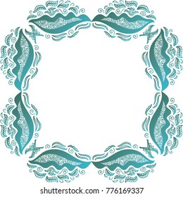 Beautiful frame of leaves. Vector illustration.