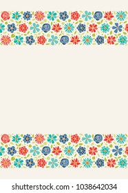 Beautiful frame made of hand drawn flowers and copyspace. Vector.