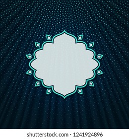 Beautiful frame on a dark blue textile effect background with polka dots. Vector illustration. 
