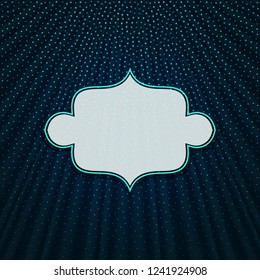 Beautiful frame on a dark blue textile effect background with polka dots. Vector illustration. 
