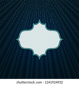 Beautiful frame on a dark blue textile effect background with polka dots. Vector illustration. 

