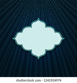 Beautiful frame on a dark blue textile effect background with polka dots. Vector illustration. 
